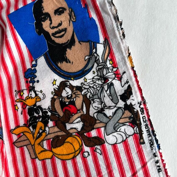 VTG 1996 Looney Tunes SPACE JAM Squad Michael Jordan Flannel Fabric BTY - Picture 3 of 3